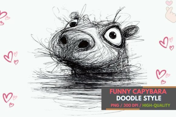 Abstract Capybara Sketch: A Modern Design Asset