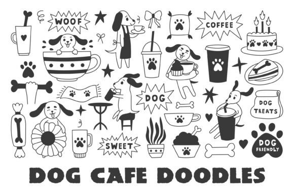Adorable Dog Cafe Doodles PNG Clipart for Cozy Designs