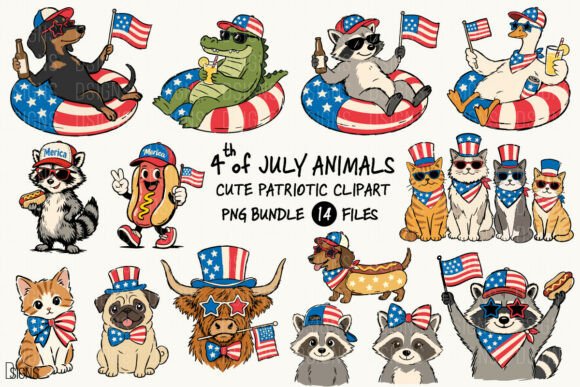 Celebrate with Adorable Patriotism: The 4th of July Animals Bundle