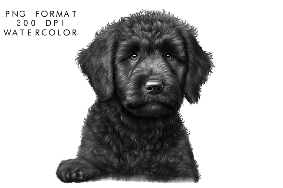 Charming Watercolor Black Labradoodle Dog Clipart for Creative Projects