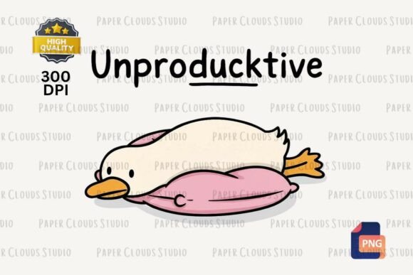 Cute Duck on Pillow PNG Clipart: Infusing Cozy Humor into Your Designs