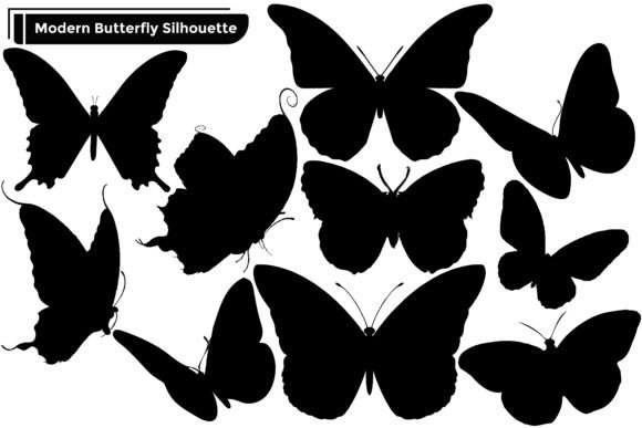 Elegant Design with Modern Butterfly Silhouettes Vector Set