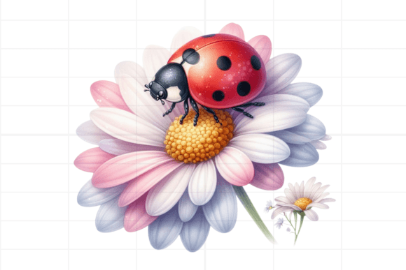Enchanting Watercolor Ladybug and Flowers Clipart for Your Designs