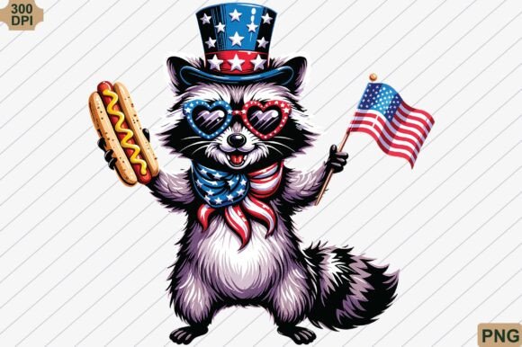 Funny 4th of July Raccoon PNG: A Playful Patriotic Asset
