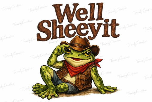 Funny Cowboy Frog PNG: A Retro Western Humor Design