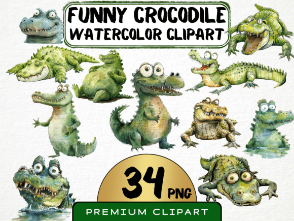 Funny Crocodile Caricature Clipart PNG: Your Wild Design Ally