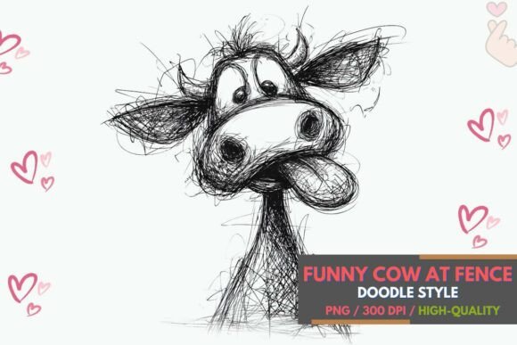 Funny Doodle Cow PNG: A Farmhouse Favorite for Creators