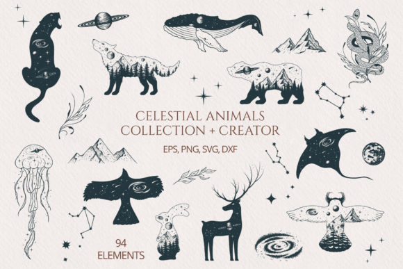 Hand Drawn Celestial Animals: A Universe of Creative Assets