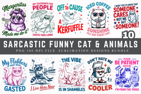 Sarcastic Funny Cat & Animals PNG Design: Instant Attitude for Your Projects