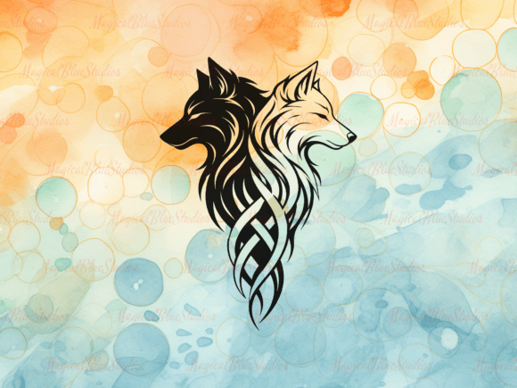 Tribal Wolf Duo SVG PNG Design: Wild Energy for Your Crafts