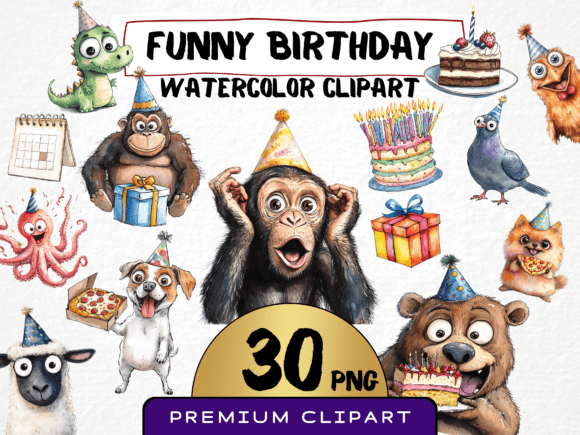 Whimsical Charm: Using Funny Birthday Animals Clipart
