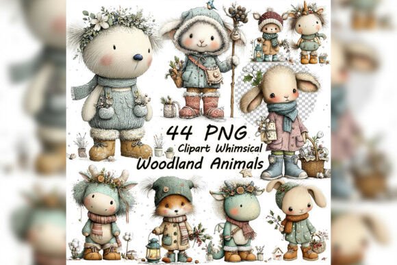 Whimsical Woodland Animals Clipart Set for Creative Projects
