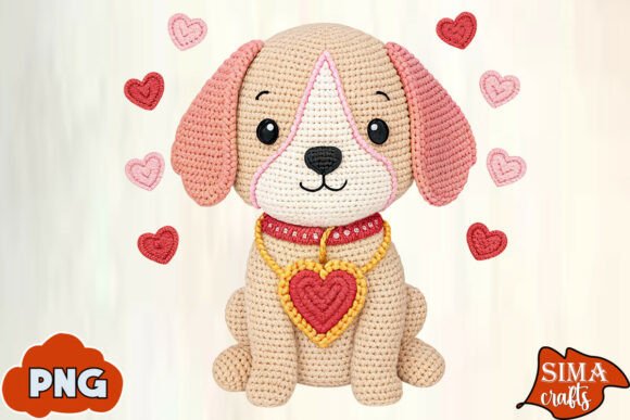 Yarn Crochet Dog Valentine Sublimation: A Whimsical Digital Asset